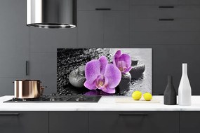 Sklenený obklad Do kuchyne Orchidea kvety kamene zen 125x50 cm