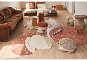 Prateľný ručne tkaný bavlnený detský koberec v tehlovej farbe krémový 120x120 cm Boletus – Lorena Canals