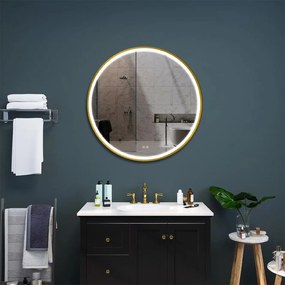 Rea Zrkadlo MMJ ⌀50 cm s vyhrievaním a regulovateľným LED osvetlením HOM-02500, čierna