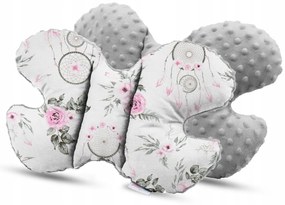 Obojstranné hniezdočko (kokon) pre bábätko - BABYMAM PREMIUM set 7v1 - Lapač snov so sivou Minky