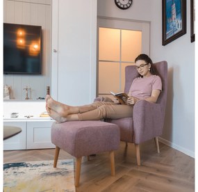 Relaxačné kreslo Saif (staroružová + buk). Vlastná spoľahlivá doprava až k Vám domov. 1065221