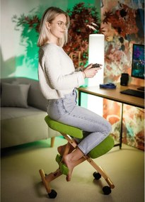 Kondela Ergonomická kľakačka, zelená/buk, GROCO