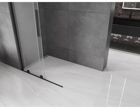 Mexen Velar L, posuvná sprchová zástena Walk-in 120 x 200 cm, 8mm sklo námraza, čierna matná, 871-120-003-33-70