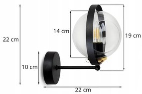 Nástenné svietidlo Ring, 1x transparentné sklenené tienidlo, (výber z 3 farieb uchytenia)