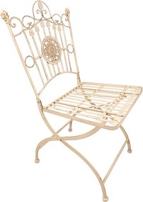 Béžovo-hnedá antik kovová stolička s ornamentom - 52*48*99 cm