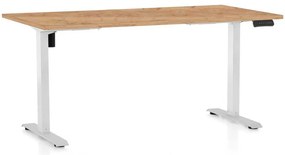 Výškovo nastaviteľný stôl OfficeTech B, 160 x 80 cm, biela podnož, dub kraft