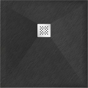 Mexen Stone+, štvorcová vanička z minerálneho kompozitu 100 x 100 cm, čierna matná, 44701010