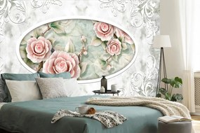 Samolepiaca tapeta ruže s ornamentom vo vintage štýle