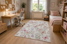 Detský koberec protišmykový BAMBINO 61450 krémový / ružový