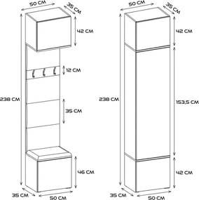Předsíňová stěna Haga 3Sz1W 200 cm dub Sonoma