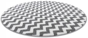 Okrúhly koberec SKETCH - F561 Cik - cak, sivo - biely
