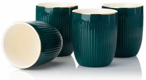 Keramický pohár s lyžičkou Kendi Green 300 ml sada 4ks