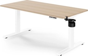 Elektrický stôl s nastaviteľnou výškou ergonomický biely/dub sonoma,1400x700 mm: ARIA
