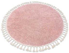 Okrúhly koberec BERBER 9000, ružová - strapce, Berber, Maroko, Shaggy Veľkosť: kruh 120 cm