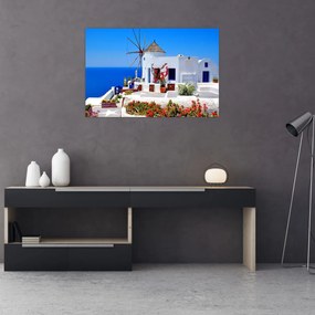 Obraz - Domček v Grécku (90x60 cm)