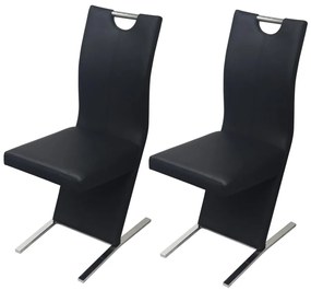 Jedálenské stoličky 2 ks, čierne, umelá koža