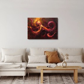 Sklenený obraz - Chobotnica, olejomaľba (70x50 cm)