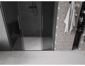 Mexen Velar L Duo, posuvné sprchové dvere do otvoru 160 cm, 8mm šedé sklo, brúsený grafit, 871-160-003-42-95