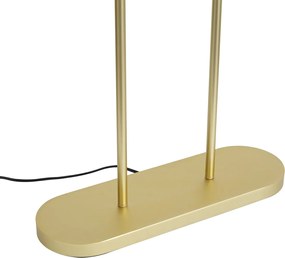 Mosadzná stojaca lampa s oválnym tienidlom s dizajnom listov a zlatým interiérom 50 cm - Thijmen