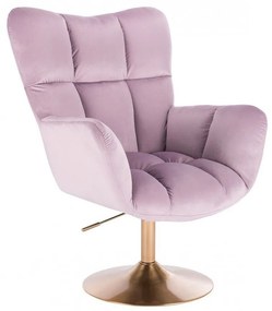 LuxuryForm DESIGN Otočné kreslo AURORA VELUR na zlatom tanieri - levanduľa