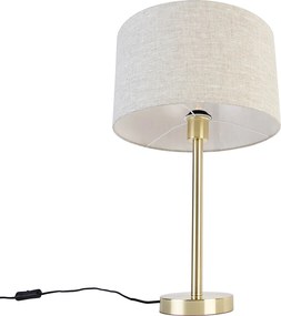 Klasická stolová lampa mosadzná so svetlosivým tienidlom 35 cm - Simplo
