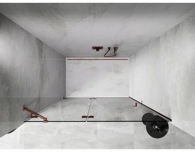 Mexen Lunar, ľavé výklopné sprchové dvere 130 cm, 8mm číre sklo, ružové zlato profil, 834-130-000-60-00-L