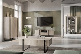 TV stolík Verica s otvorenou policou 150 cm - dub piškótový / čierne nožičky