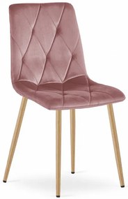 Set dvoch jedálenských stoličiek LIBRA zamatové ružové / drevené nohy (2 ks)