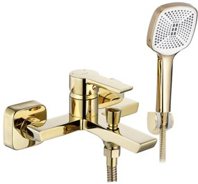 Rea Argus, vaňová batéria s ručnou bodovou sprchovou súpravou, zlatá lesklá, REA-B6409