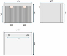 Rea Mario, súprava kúpeľňového nábytku s umývadlom 60cm, šedá matná, REA-M0006