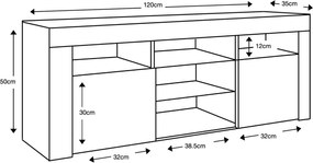 TV stolek Puzzo 120 cm bílý lesk