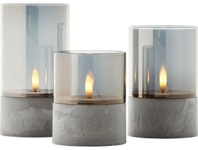 Brilliant - SADA 3x LED sviečok BOUGIE LED/2xAA IP44 sivá/dymová