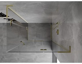 Mexen Mist-H L Duo, 2-krídlový sprchový kút 70 x 115 cm, číre sklo, zlatý lesklý profil, 8A5L-070L-115P-50-00