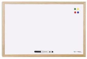 Toptabule.sk MTDR6040 Biela magnetická tabuľa v prírodnom drevenom ráme 90x60cm /