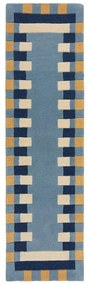 Modrý ručne tkaný vlnený behúň 60x230 cm Kai Wool Border - Flair Rugs