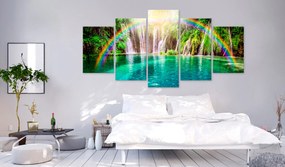 Artgeist Obraz - Rainbow Time (5 Parts) Wide Veľkosť: 225x100, Verzia: Na talianskom plátne