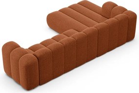 Ženilková rohová pohovka v tehlovej farbe (ľavý roh/s leňoškou) Lupine – Micadoni