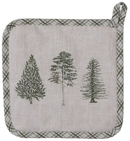Béžová bavlnená chňapka - podložka so stromčekmi Natural Pine Trees - 20*20 cm