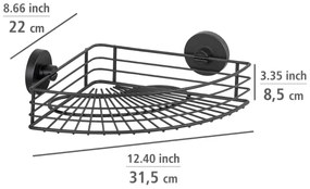 WENKO 24735100-Polička VACUUM-LOC okrúhla, čierna, 35x22,5 cm
