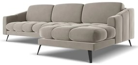 Béžová zamatová rohová pohovka (pravý roh) Nalu – Makamii