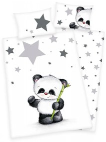 Herding Detské flanelové obliečky do postieľky Jana Star Panda, 135 x 100 cm, 40 x 60 cm