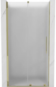 Mexen Velar, posuvné sprchové dvere do otvoru 120 cm, 8mm sklo námraza, zlatá lesklá, 871-120-000-31-50