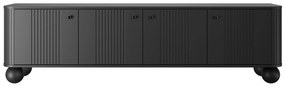 TV stolík Vesper 4D 187 cm - čierny / čierne úchytky / guľaté nohy