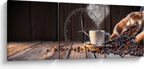 Obraz - Čas na kávu (s hodinami) (90x30 cm)