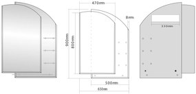 Aqualine Aqualine, WEGA zrkadlo 65x90cm, zaoblené, s policami, 65028