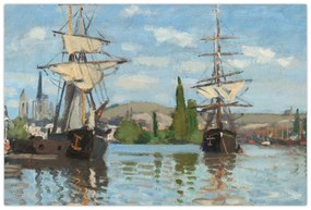 Obraz - Claude Monet, Ships Riding on the Seine at Rouen, reprodukcia (90x60 cm)