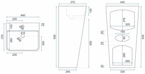 Rea Aris, voľne stojace umývadlo 440x375x830mm, imitácia mramoru, REA-U6906