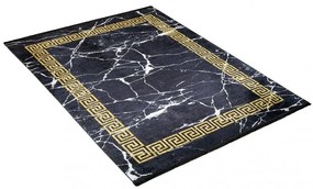Čierny trendový koberec so zlatým geometrickým vzorom Šírka: 80 cm | Dĺžka: 150 cm