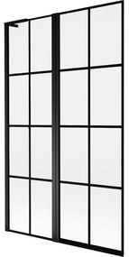 Mexen Mist L, 2-krídlová vaňová zástena, ľavá 110 x 150 cm, čierna mriežka, čierna - 8A9L-110-011-70-77-L