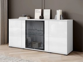 Komoda s dvierkami Hedvis SB 154 4D, Farby: wotan, Osvetlenie: osvetlenie LED biele